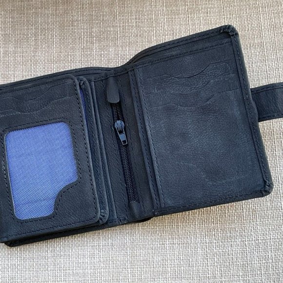 Men Wallet Black Genuine Leather Bifold Card Holder Handmade Purse Money Clip - Picture 11 of 12